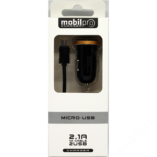 Autóstöltő 2USB 2.1A + Micro USB adatkábel fekete