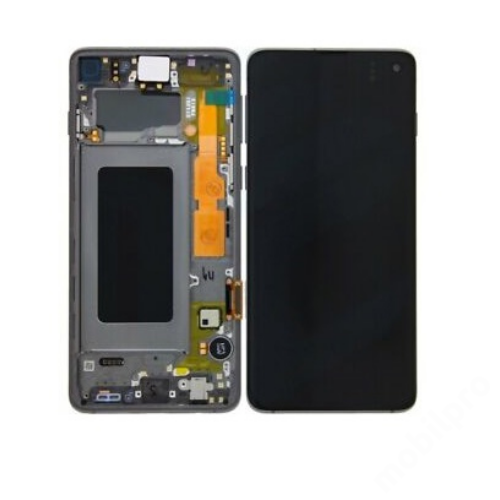 LCD kijelző Samsung G973F (Galaxy S10) fekete gyári SERVICE PACK