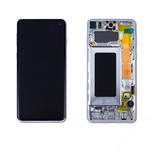 LCD Kijelző Samsung G973F (S10) fehér ORG GH82-18850B/18835B